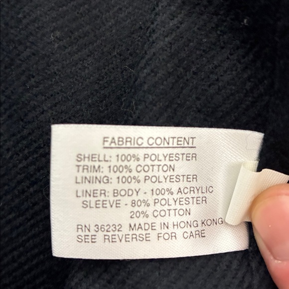 Gallery Long Lined Black Coat Velvet Collar Button Up Size 6 - Picture 8 of 11